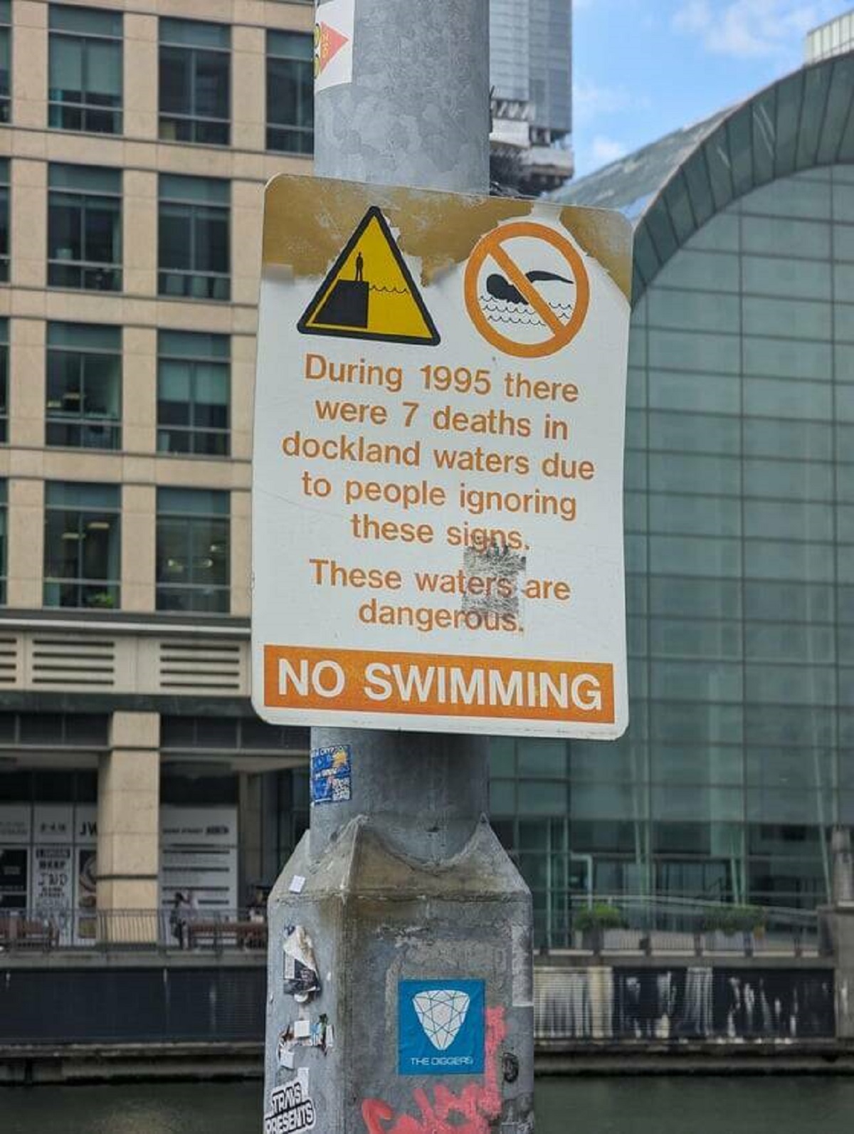 "Around London docklands there are signs about the risks of swimming in the canals"