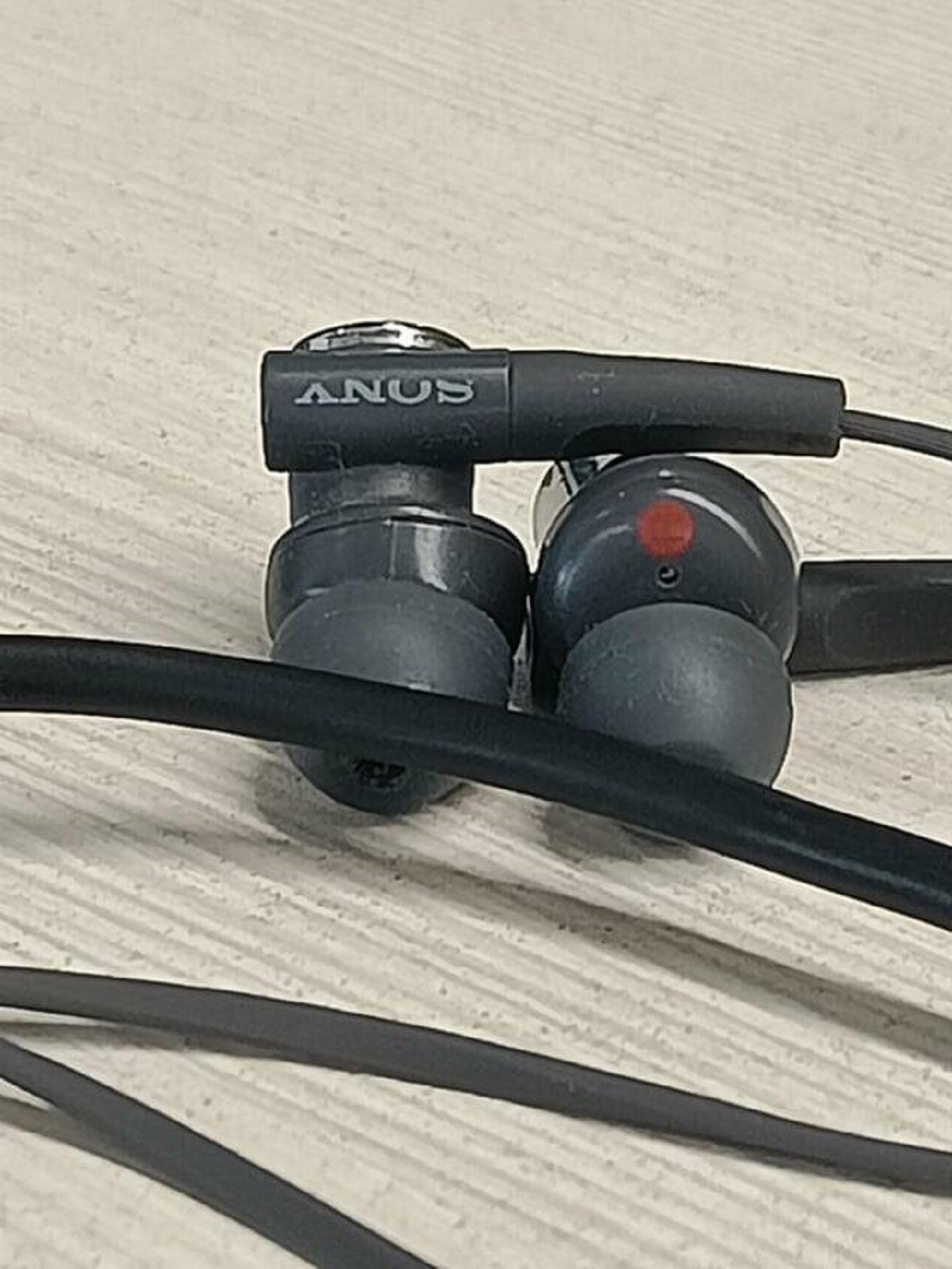 "It seems like my earphones have anus logo"