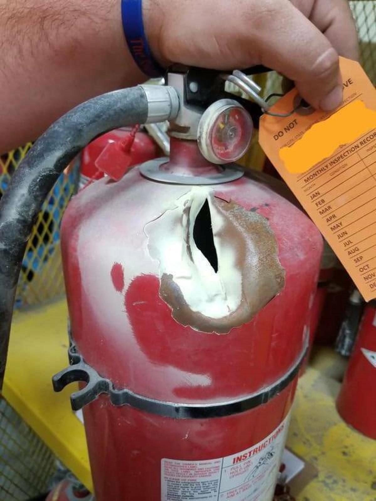 “All these fire extinguisher posts, I figured I would share this one I found as an inspector.”