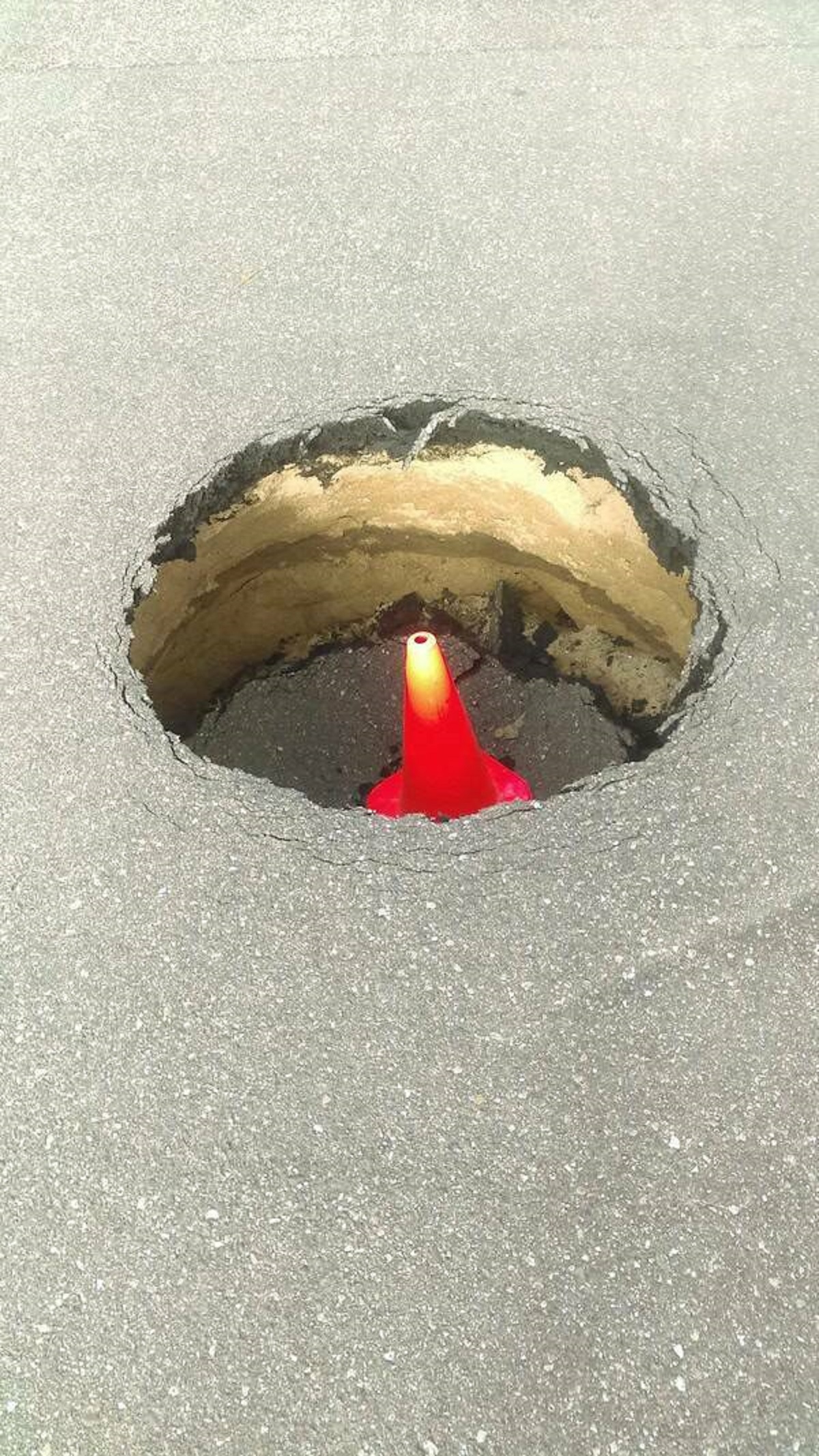 “No one is gonna fall into this hole! There’s a cone!”