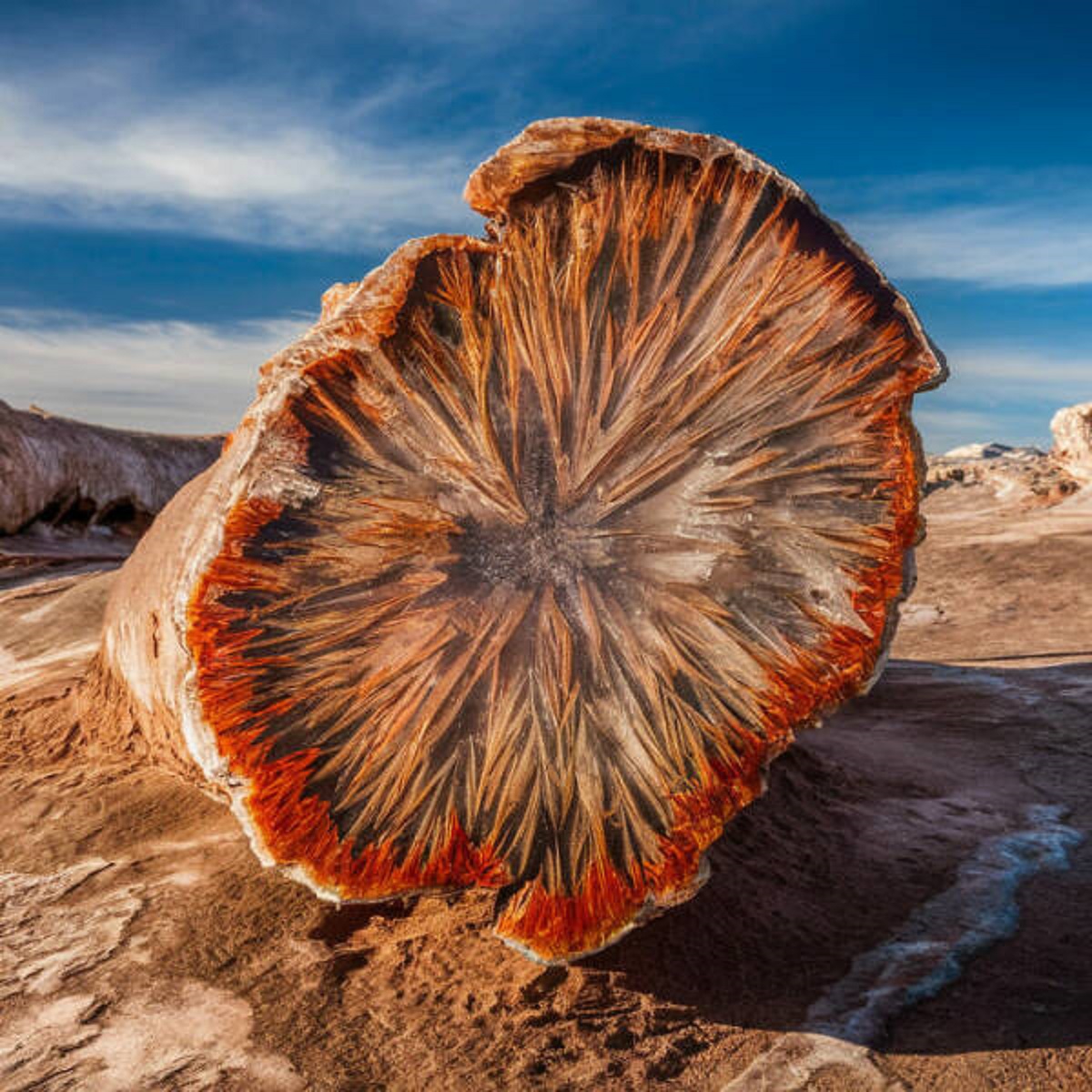 "A Captivating Close-Up View Of A Magnificent 220 Million-Year-Old Petrified Log, Located In The Iconic Petrified Forest National Park In Ari Zona, USA"