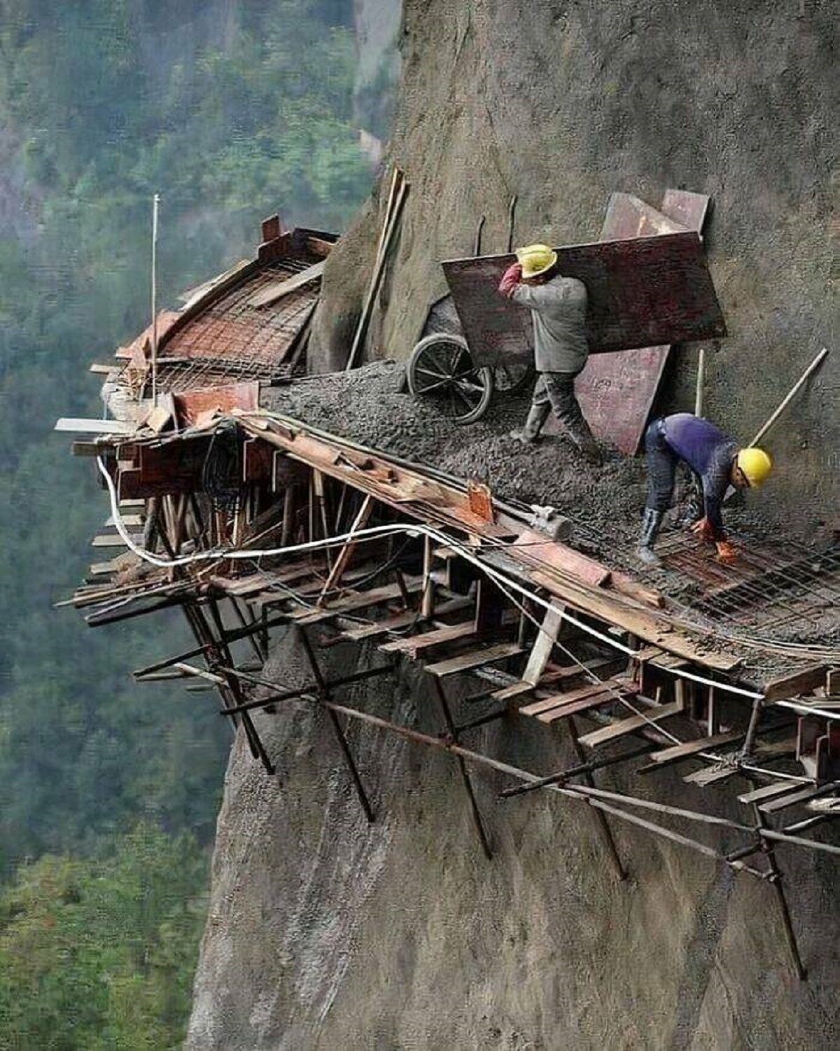"Workers Building A Mountain Road, China"