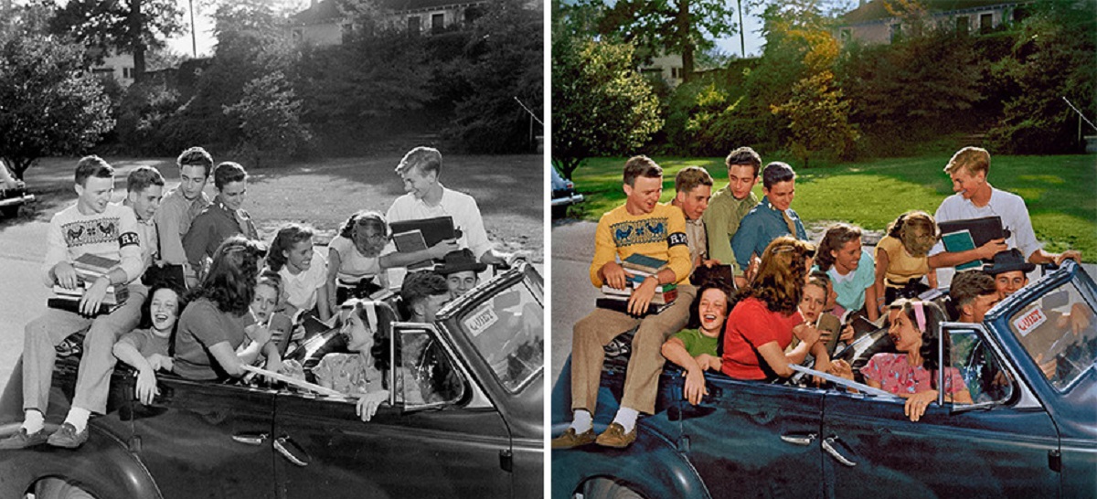 No Caption Found For This Group Of 14 Teenagers Photographed In The 40’s
