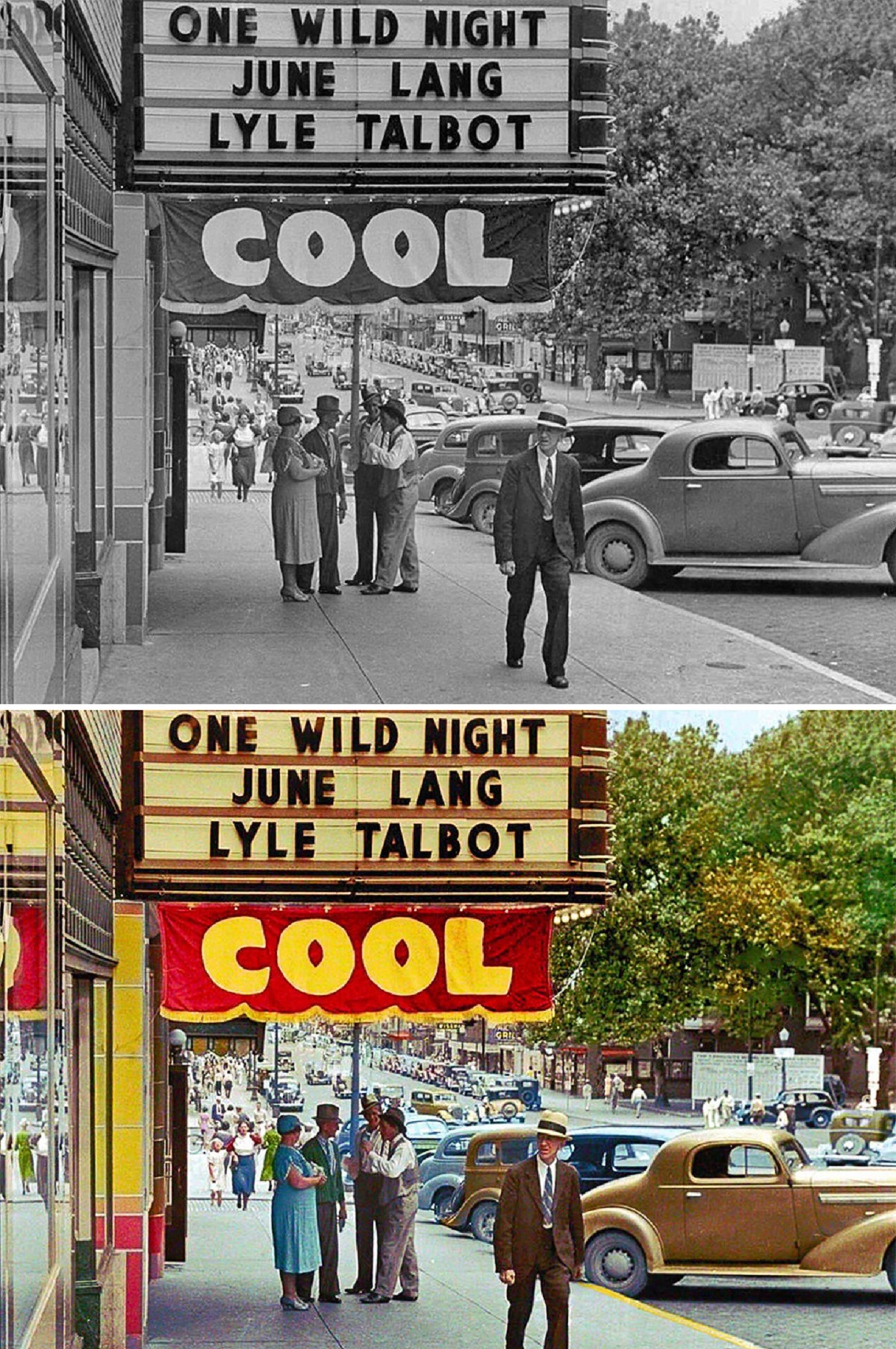 Street Scene And Movie Theater, Lancaster, Ohio, USA,, August 1938