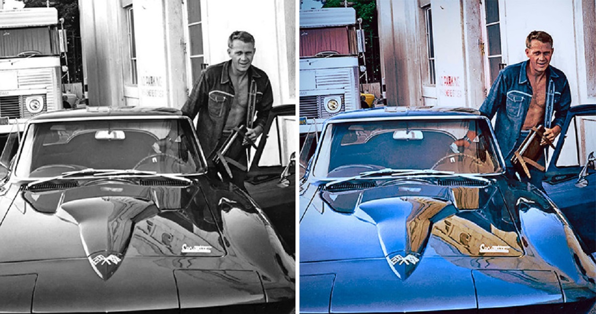 Steve Macqueen Get Into His Corvette Stingray. Photographed In 1966