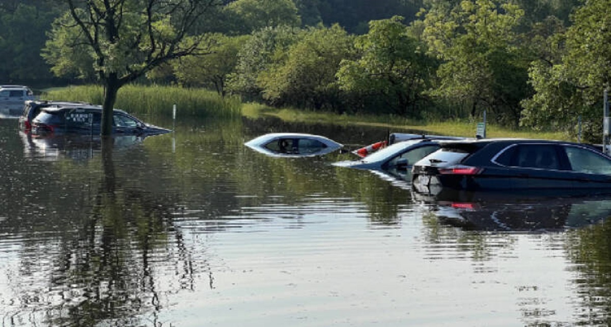 "Cars flooded overnight."