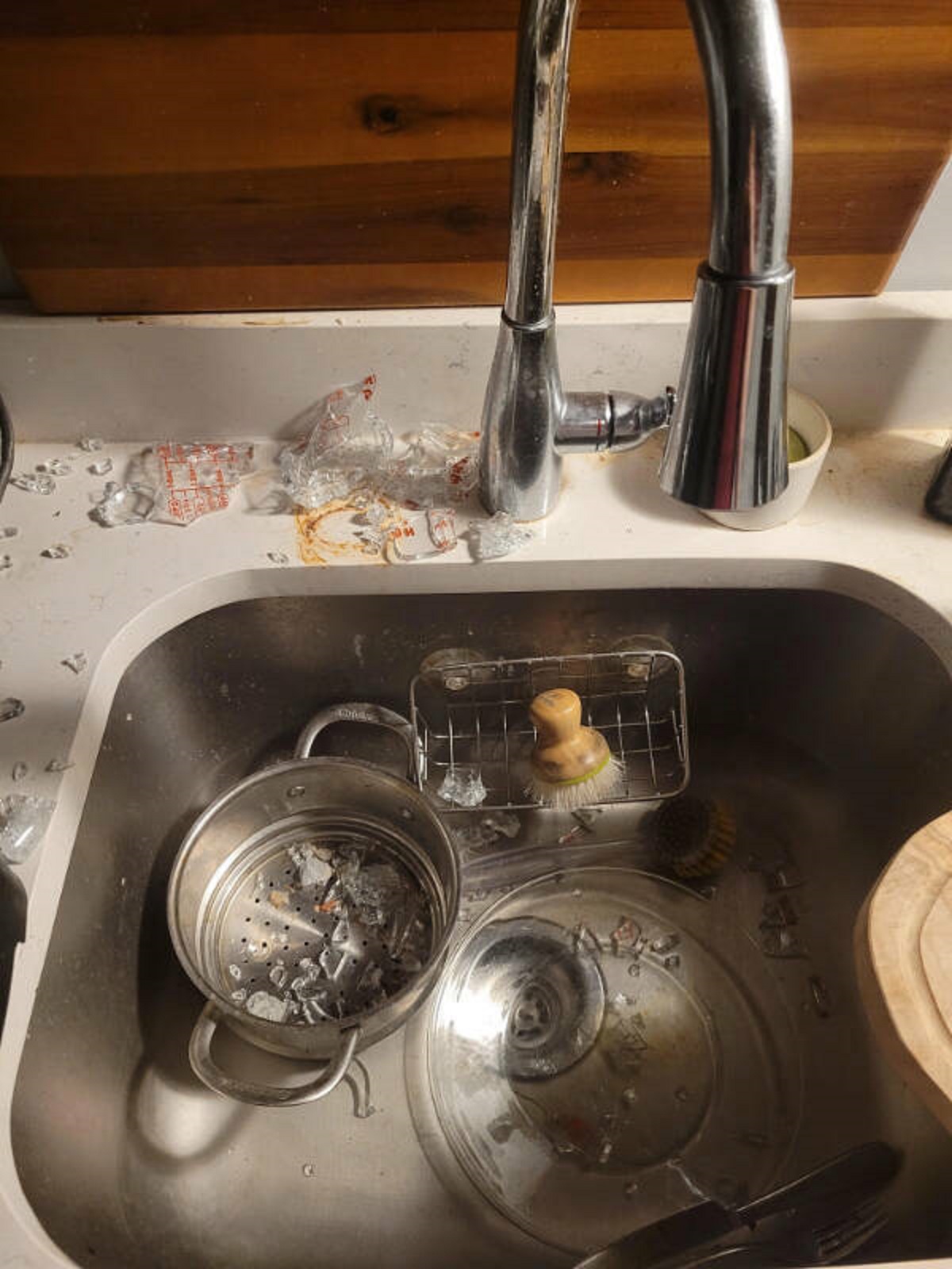 “Startled awake at 3am by a violent shattering sound, found that my measuring cup spontaneously exploded”