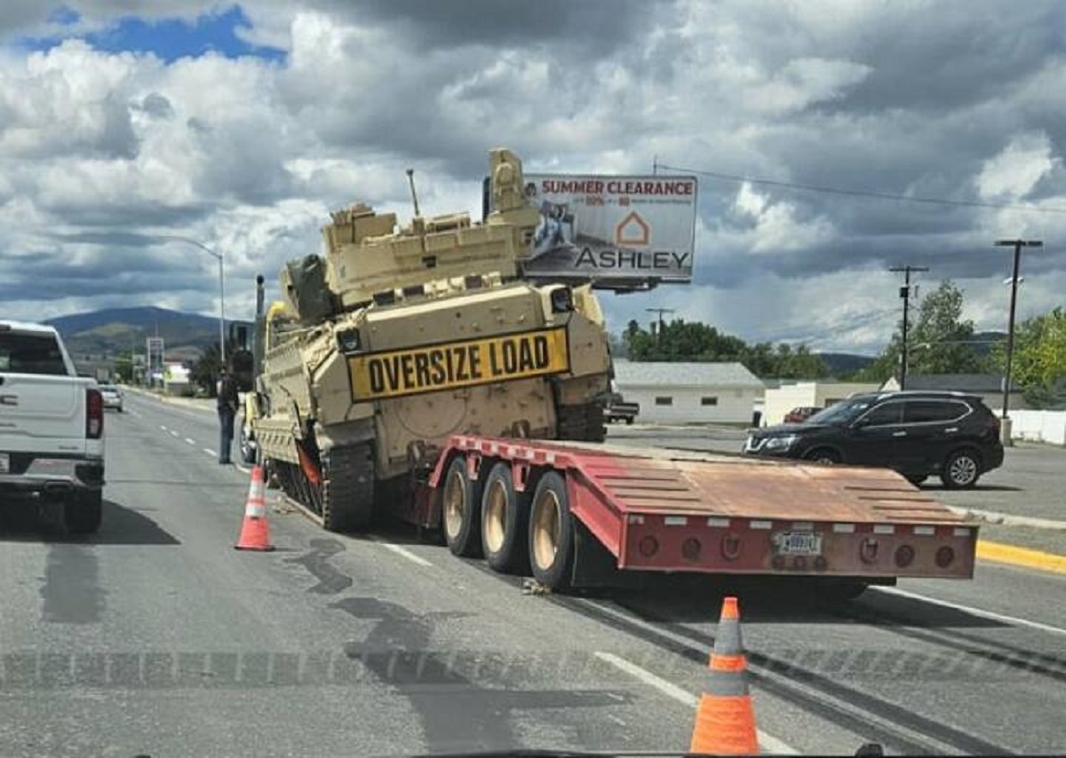 "Tank fell off its transport trailer on the highway"