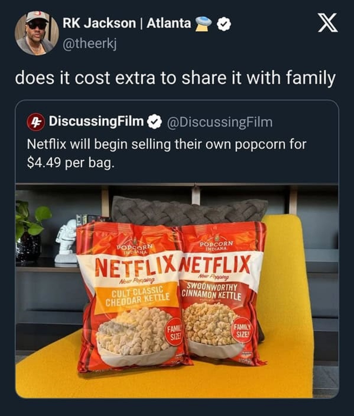 netflix new popcorn - Rk Jackson | Atlanta X does it cost extra to it with family 4 DiscussingFilm Netflix will begin selling their own popcorn for $4.49 per bag. Popcorn Tudtana Popcorn Indiana Netflixnetflix New Pepping Cult Classic Cheddar Kettle Famil