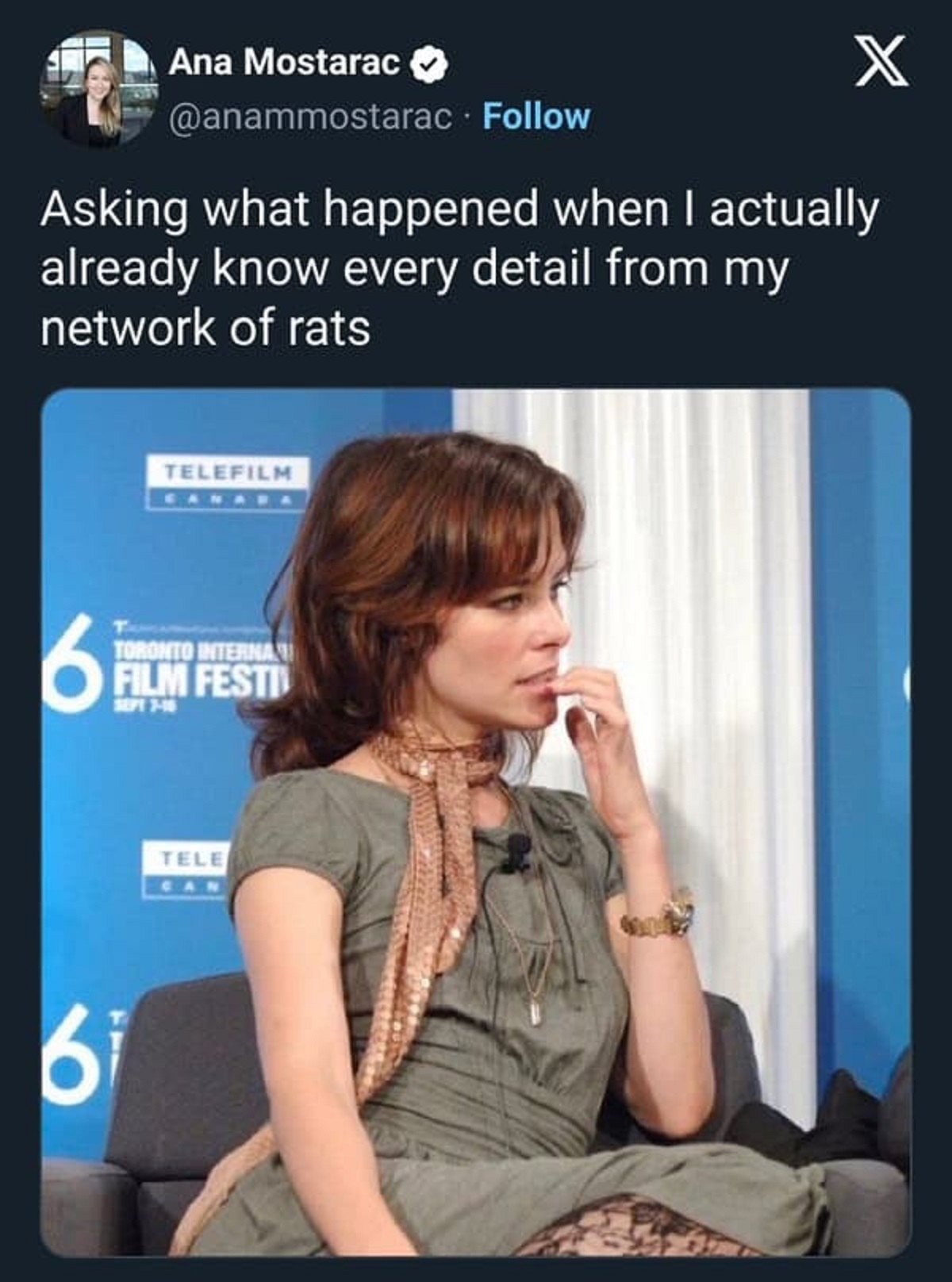 parker posey toronto film festival - Ana Mostarac X Asking what happened when I actually already know every detail from my network of rats Telefilm Canari 6 Toronto Internan Film Festi Sept 716 10 Tele Can
