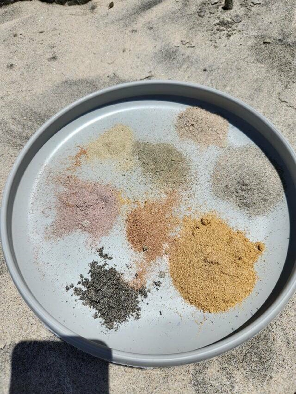 "Found 8 different colors of sand within 10 feet of each other at the beach"