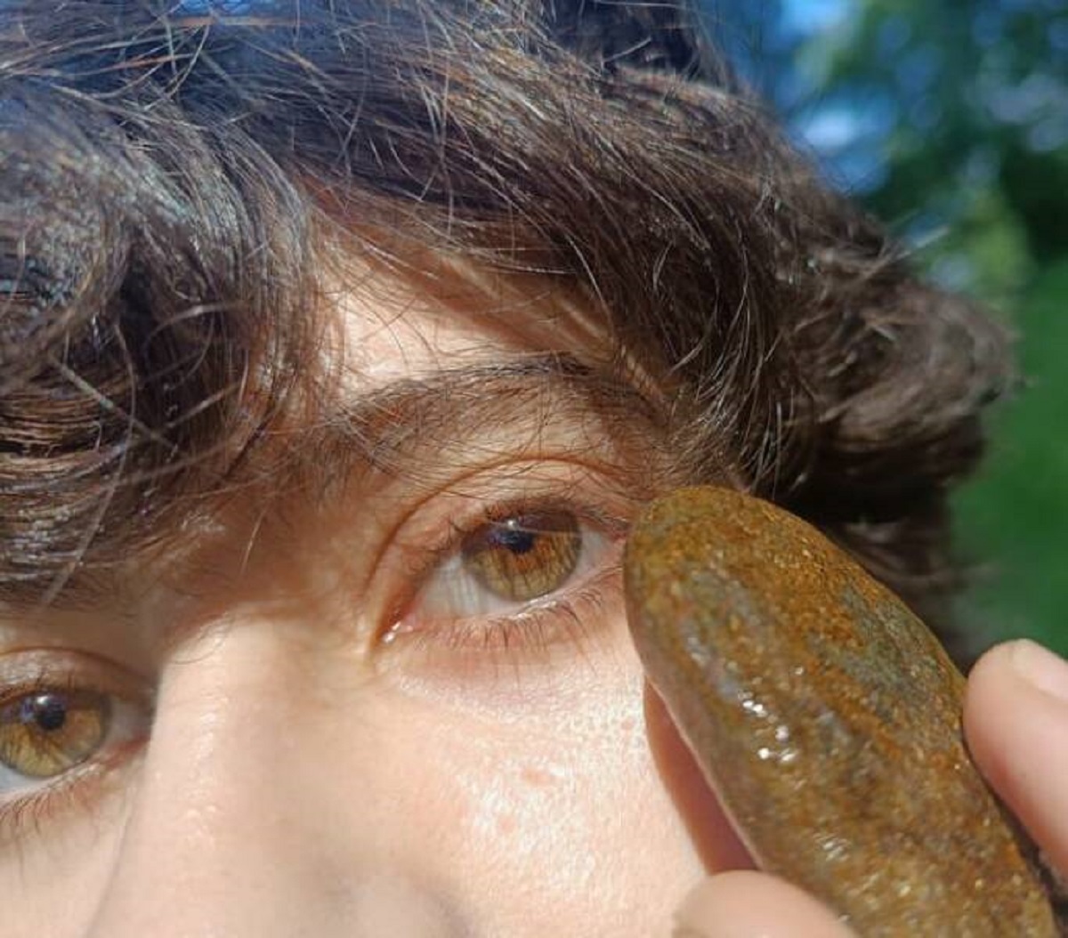 "My girlfriend found a river stone that matches my eyecolor exactly"