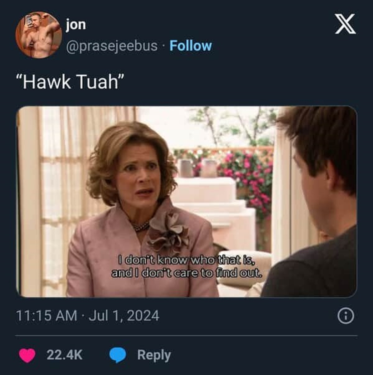 arrested development i don t know - jon "Hawk Tuah" I don't know who that is, and I don't care to find out. X