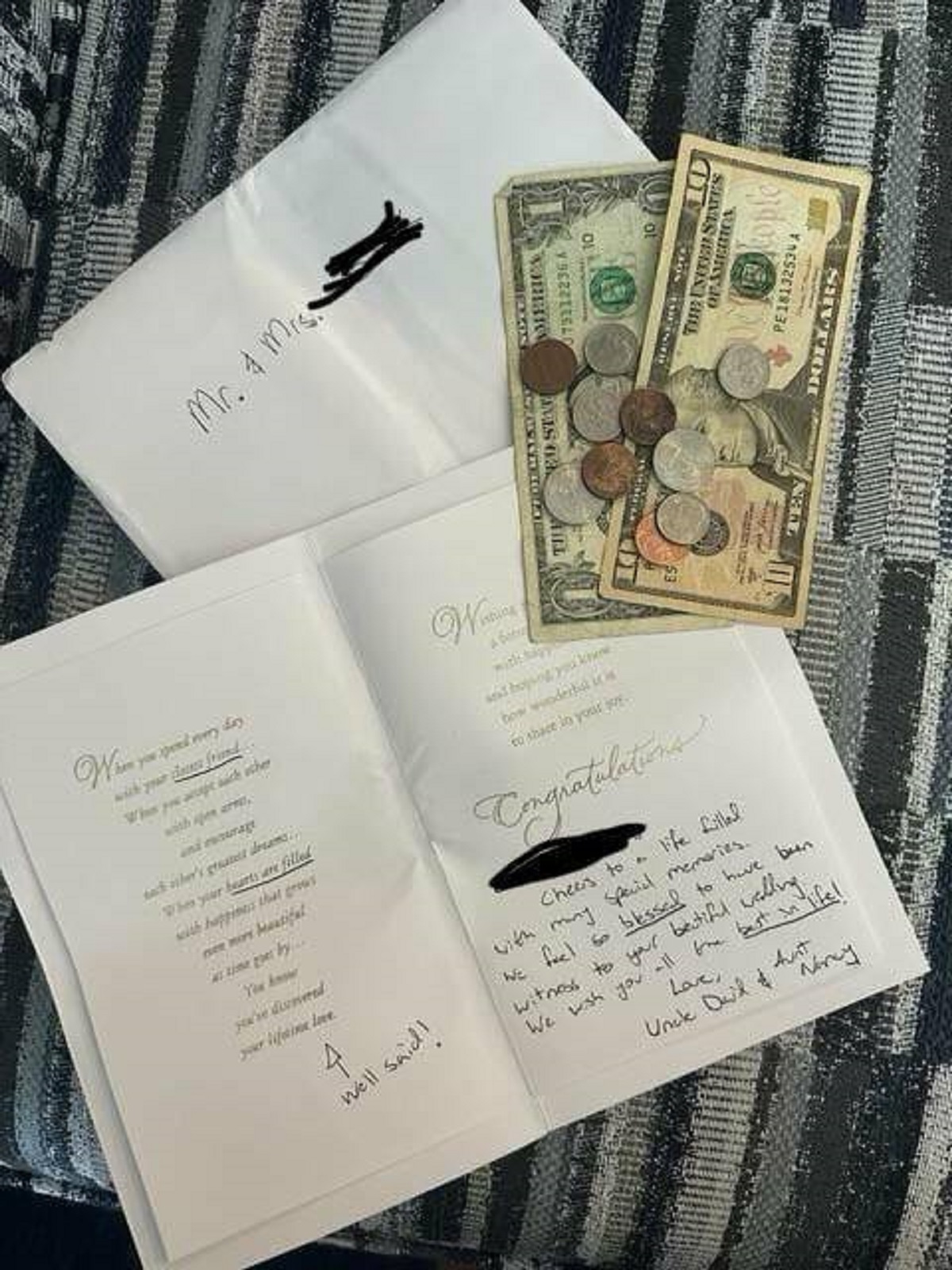 "The random couple who crashed my sister's wedding left a card with $11.54 inside"
