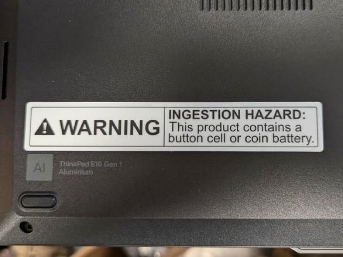 "Lenovo has started putting giant warning labels on the bottom of their laptops to try and prevent you from eating the CMOS battery"