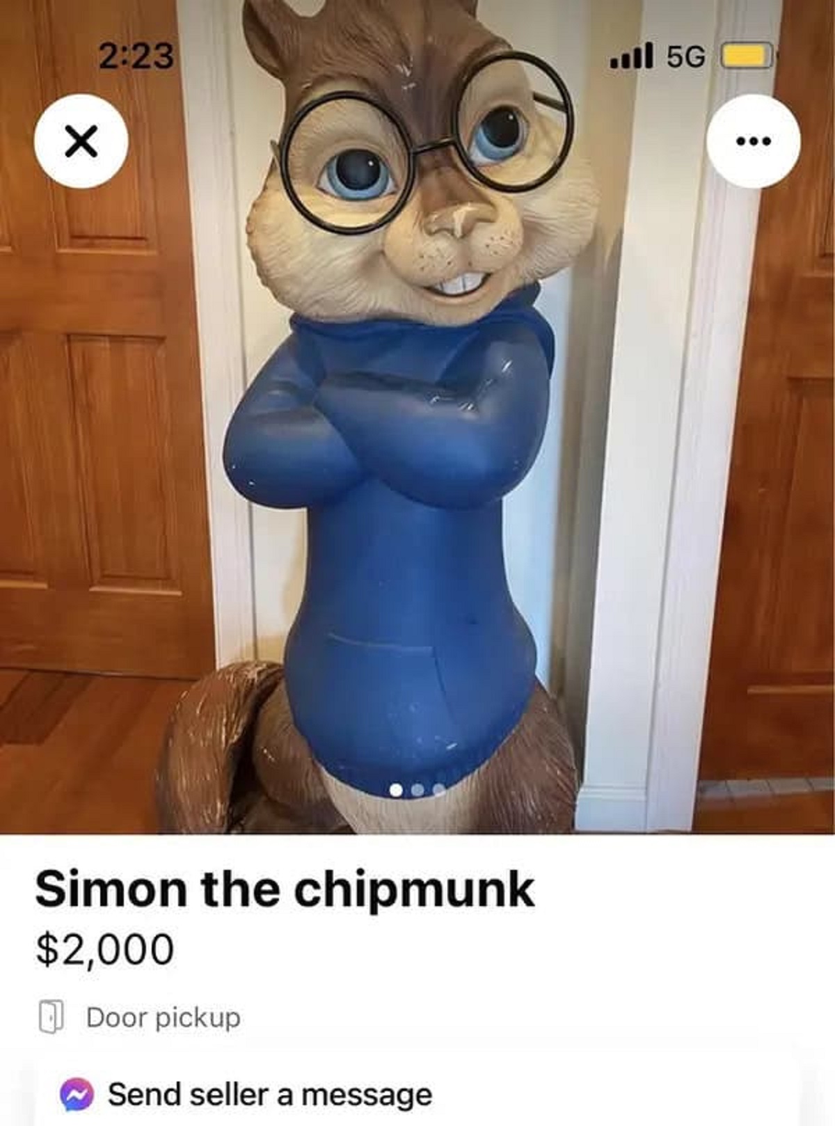 cartoon - Ill 5G Simon the chipmunk $2,000 Door pickup Send seller a message