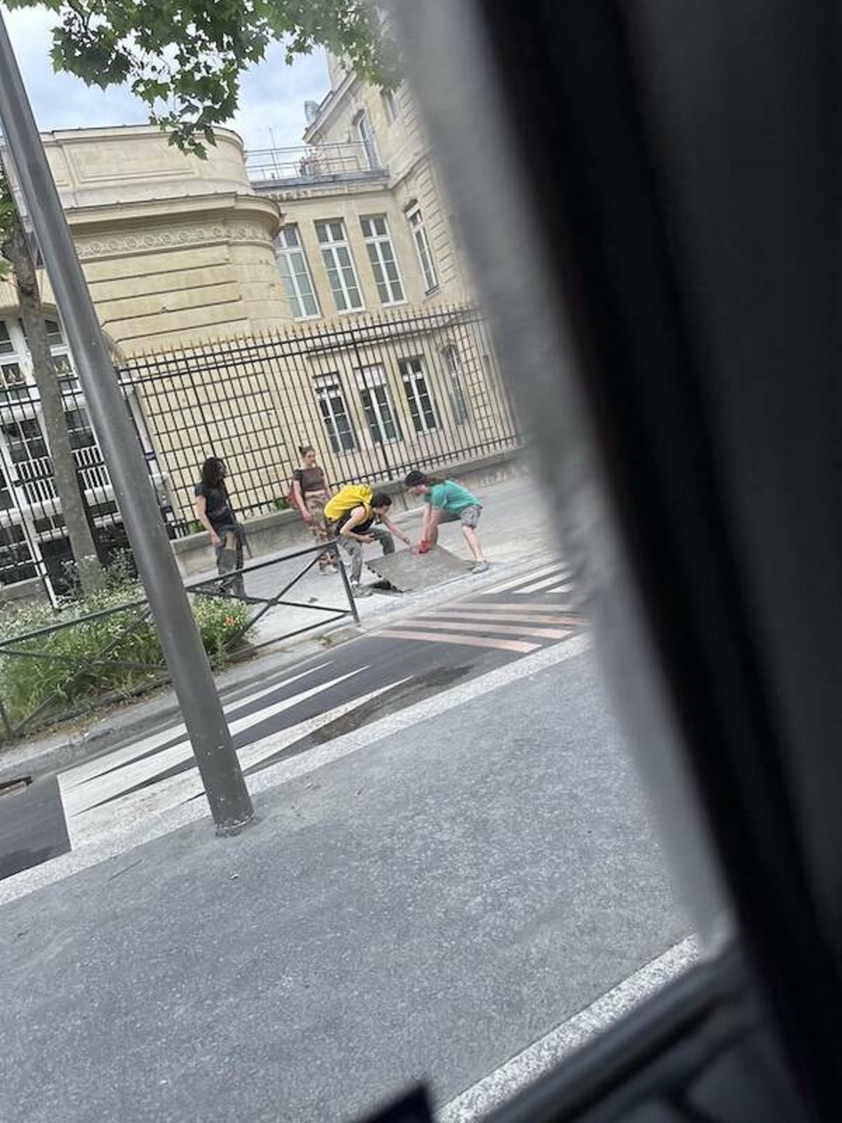 "Kids sneaking out of underground boneyard in Paris."