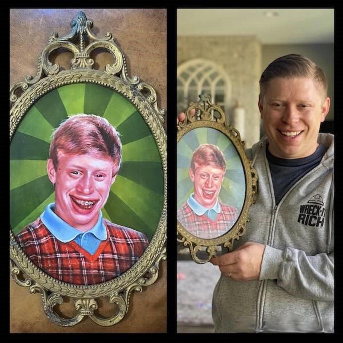 "After I posted my painting of Bad Luck Brian, Mr. Bad Luck himself contacted me to purchase it."