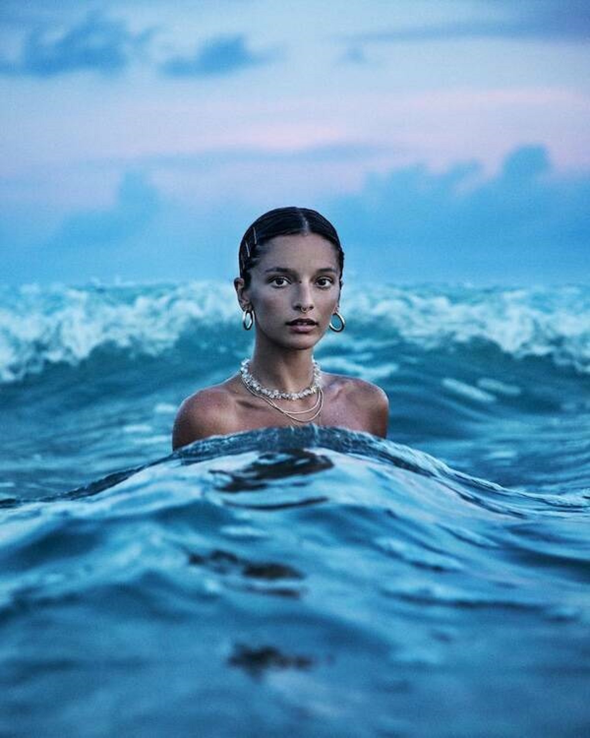 "My wife in a wave in oaxaca during the last 20 min of light."