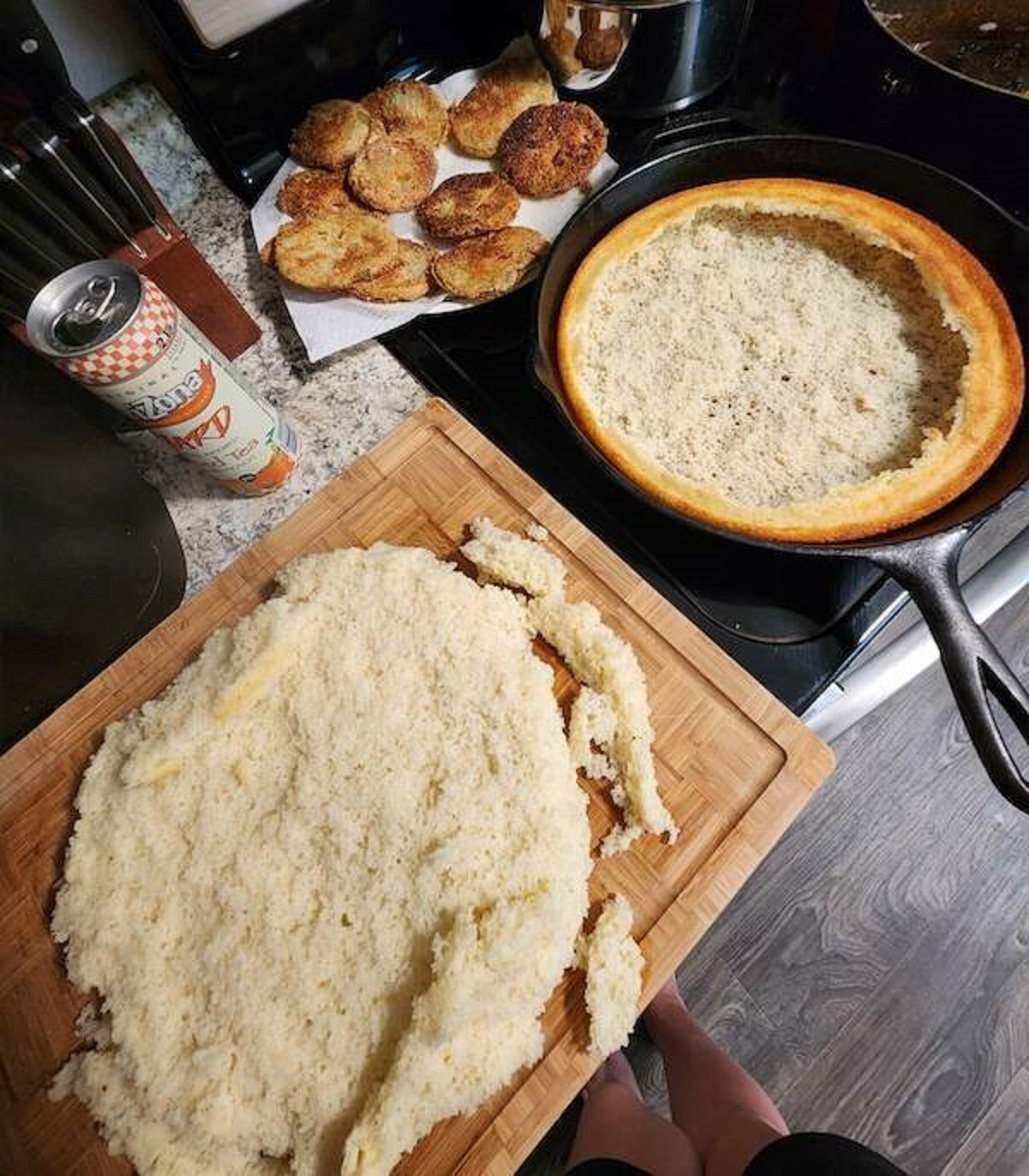 "I tried to turn my cornbread out of the skillet and the skillet kept all the crust."