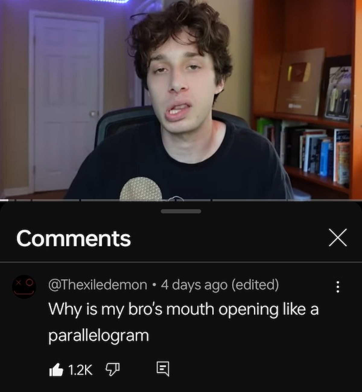 screenshot - 4 days ago edited Why is my bro's mouth opening a parallelogram