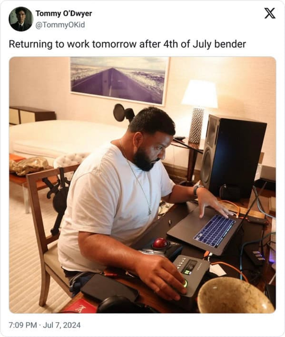 dj khaled funny - Tommy O'Dwyer Returning to work tomorrow after 4th of July bender X