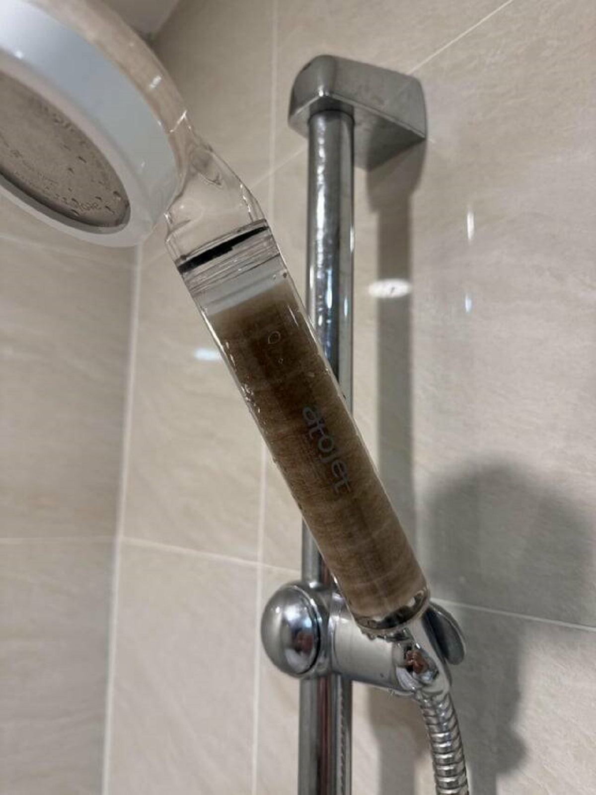 "The shower head in our Airbnb in Vietnam has a clear water water filter build into it."