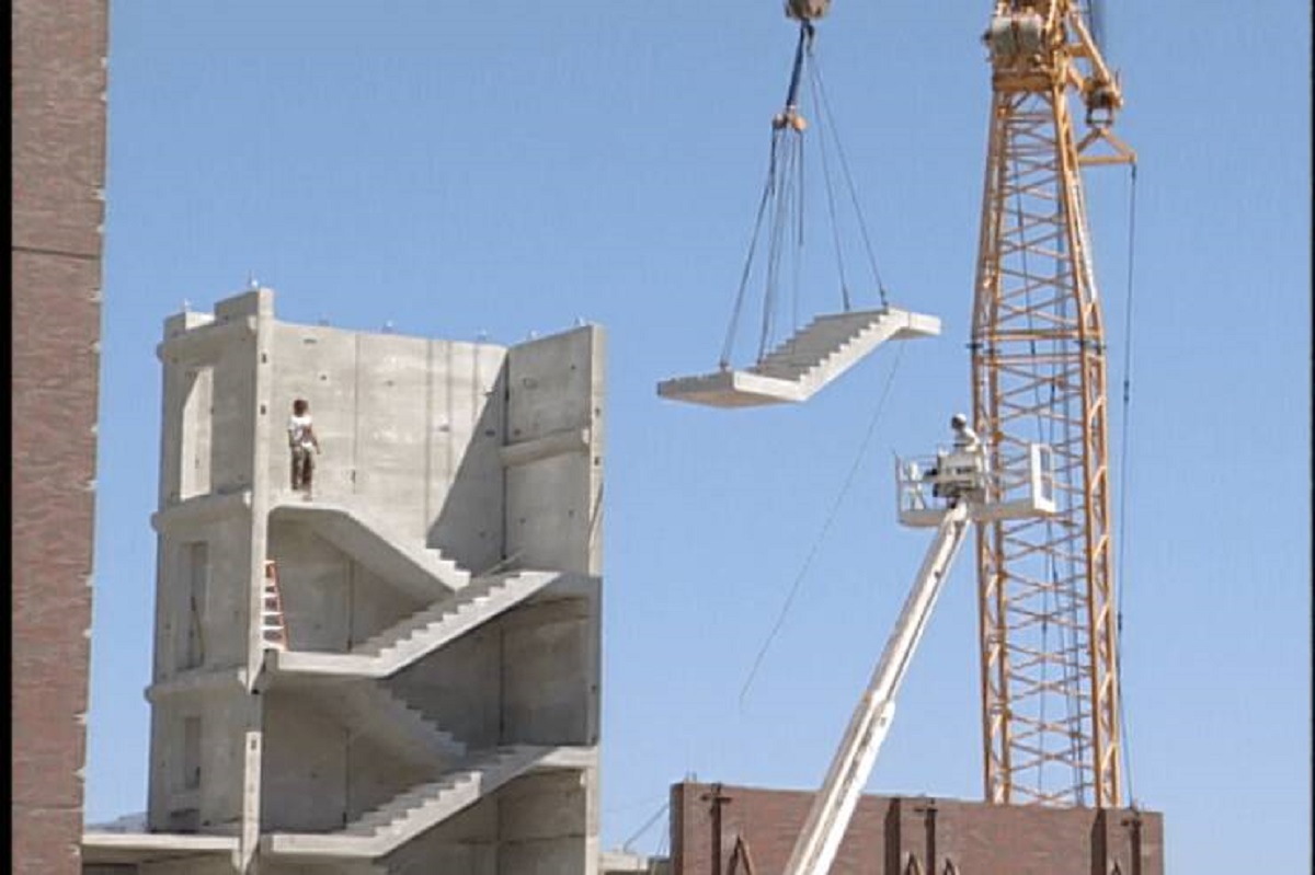 "Cement Staircase is fully poured/assembled before its put in place"