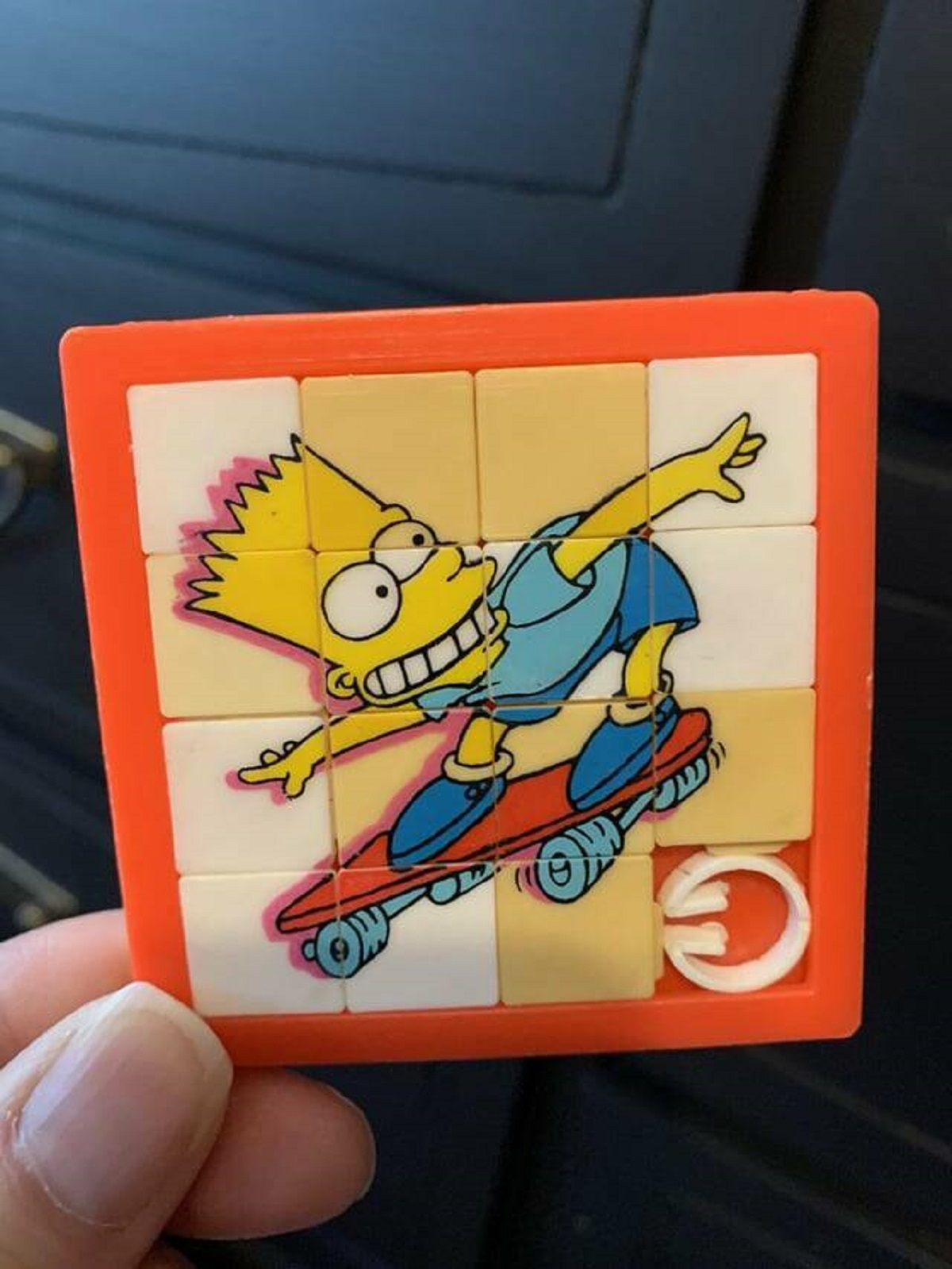 "Only some of the squares have yellowed on my 90’s Bart Simpson puzzle"