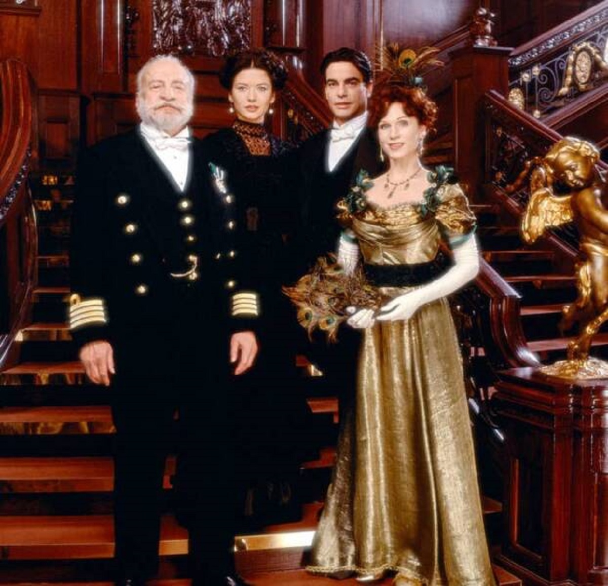 Coincidentally, CBS aired a two-part made-for-TV movie titled Titanic a little bit over a year earlier, in November of '96. The movie starred a then-unknown Catherine Zeta-Jones, Tim Curry, Peter Gallagher, George Scott, and Marilu Henner as Molly Brown: