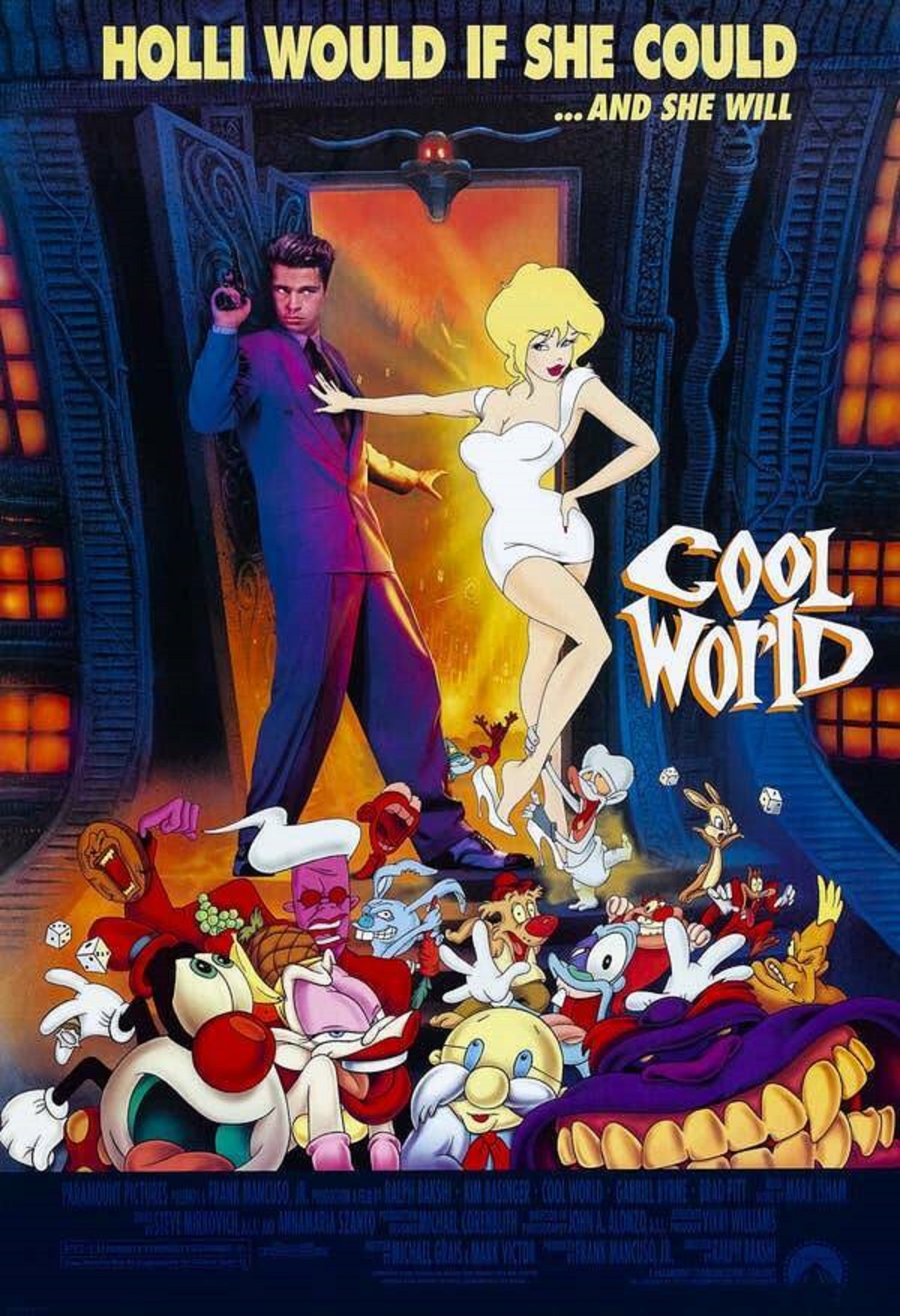 The movie was an adult animated/live-action film, in the vein of Who Framed Roger Rabbit, and starred Brad Pitt and Kim Basinger as Holli Would: