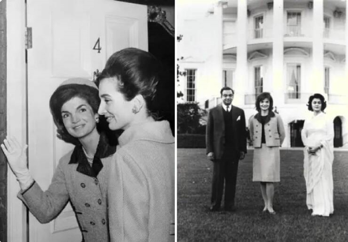 Jackie Kennedy's iconic pink suit is, of course, forever linked to JFK's assassination. However, she wore the suit publicly at least six times before that day. Below is a photo of her wearing it to visit her sister, Lee Radziwill, in London in March 1962, and when the the Maharajah and Maharani of Jaipur visited the White House in October 1962: