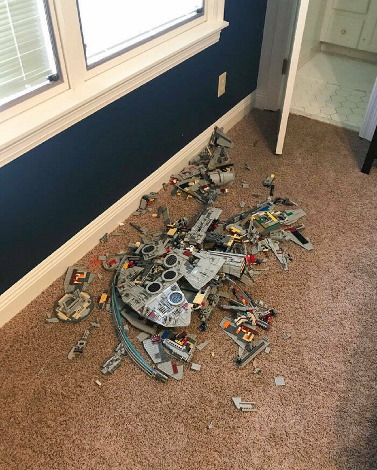 "My Brother Decided To Take His Anger Out On Something Of Mine"

"I can likely fix whatever didn’t get absolutely obliterated, but I will have to order replacement parts for 3 of the 7 landing pieces, as the technic axles and connectors are toast."