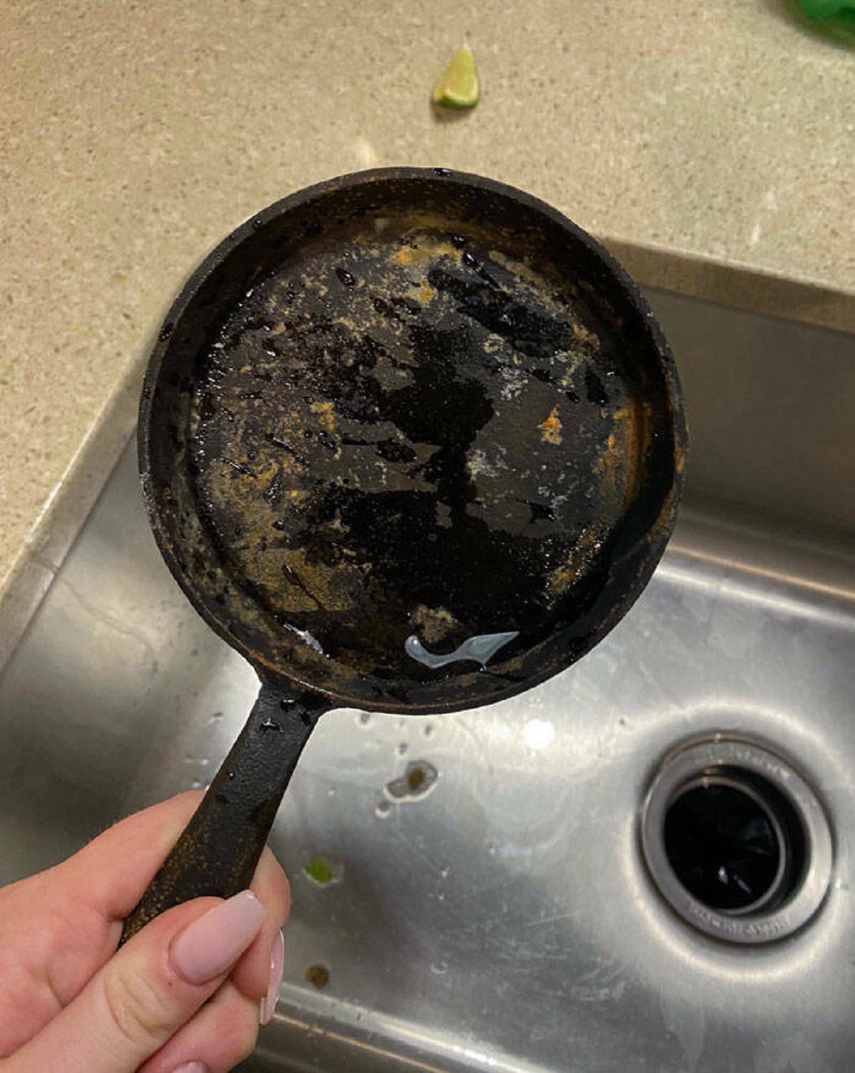 "Specifically Told My Sister Not To Put The Cast Iron In The Dishwasher. Two Days Later I Find This"