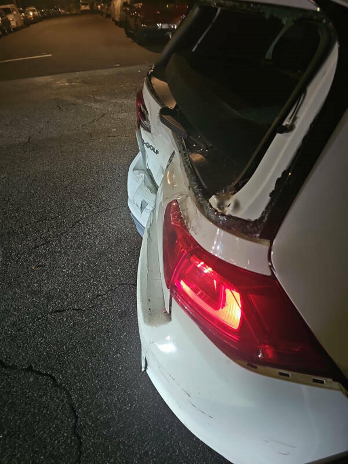 “Just hit by an uninsured, unlicensed drunk driver…500 feet from getting home.”