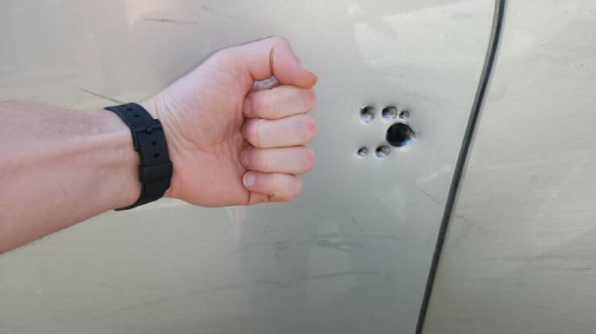 "Someone tried to drill the latch on my (empty) van."