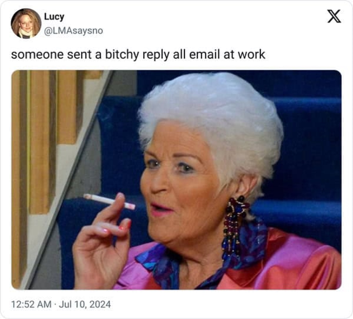 pat butcher - Lucy someone sent a bitchy all email at work X