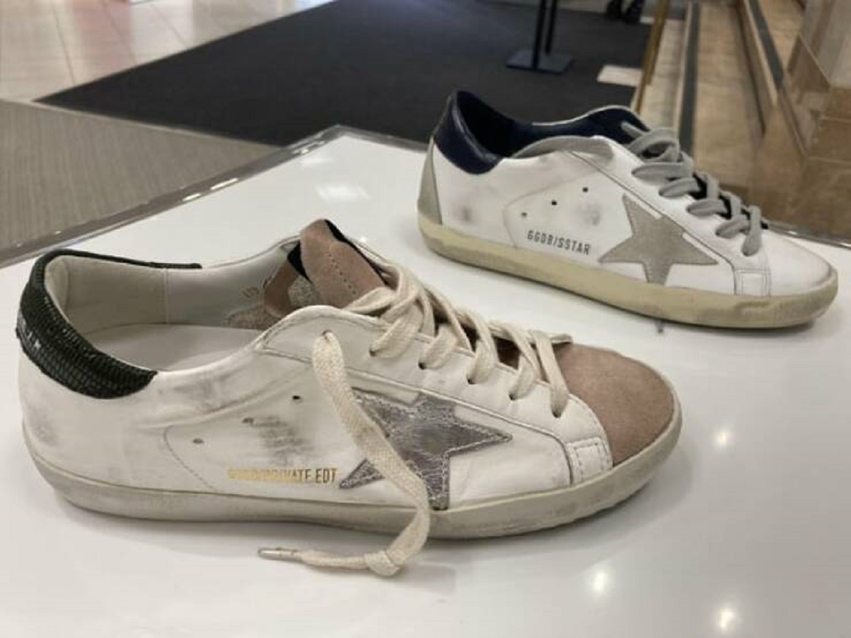 "$645 designer sneakers at Nordstrom that were made to look dirty and scuffed"