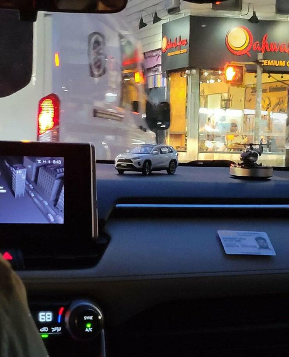 "My uber driver had a miniature version of his car on the dashboard"