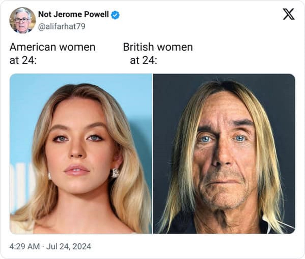 iggy pop - Not Jerome Powell American women at 24 British women at 24 X