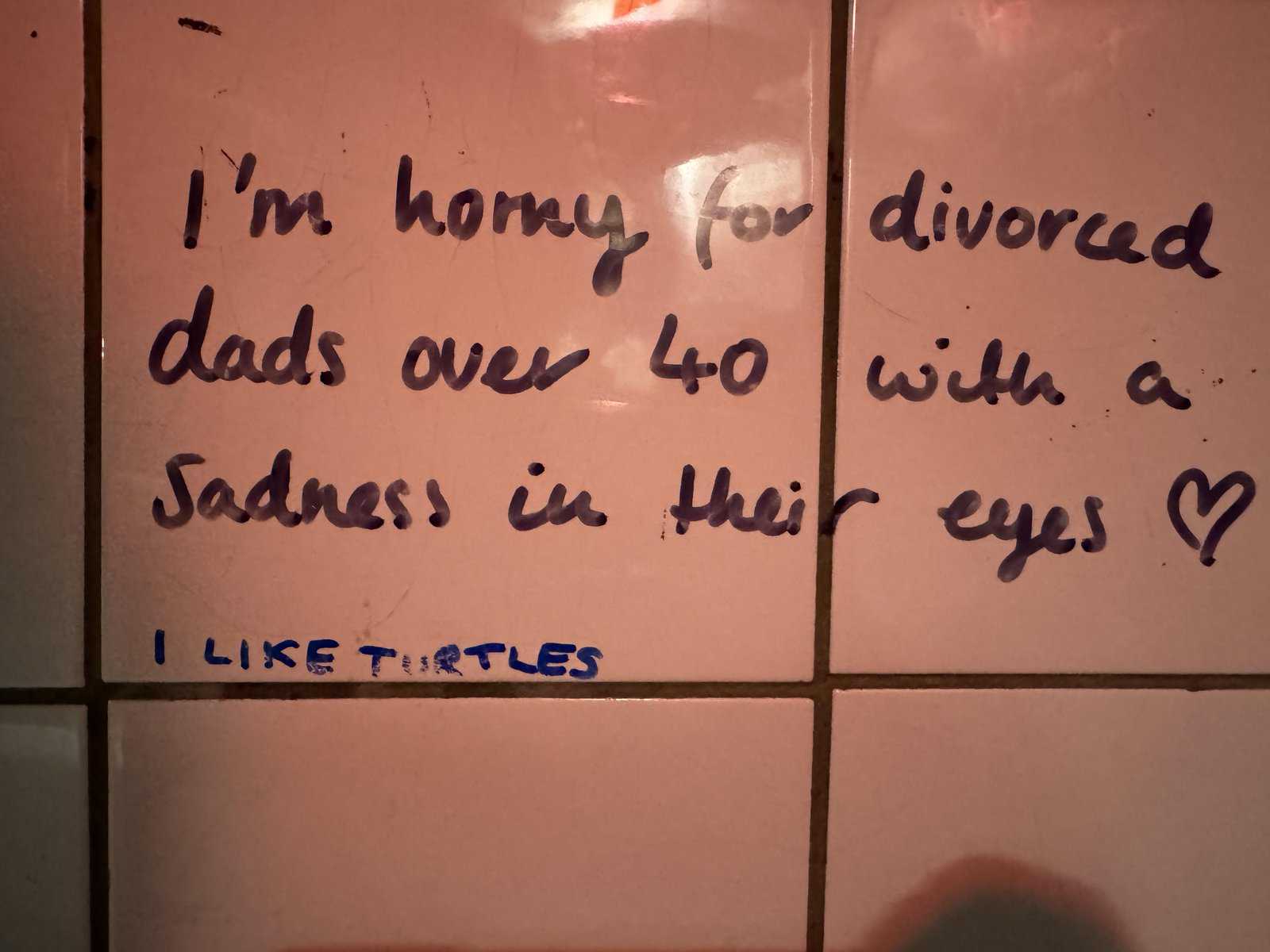 handwriting - I'm homy for divorced over 40 with a dads over Sadness in their eyes I Turtles