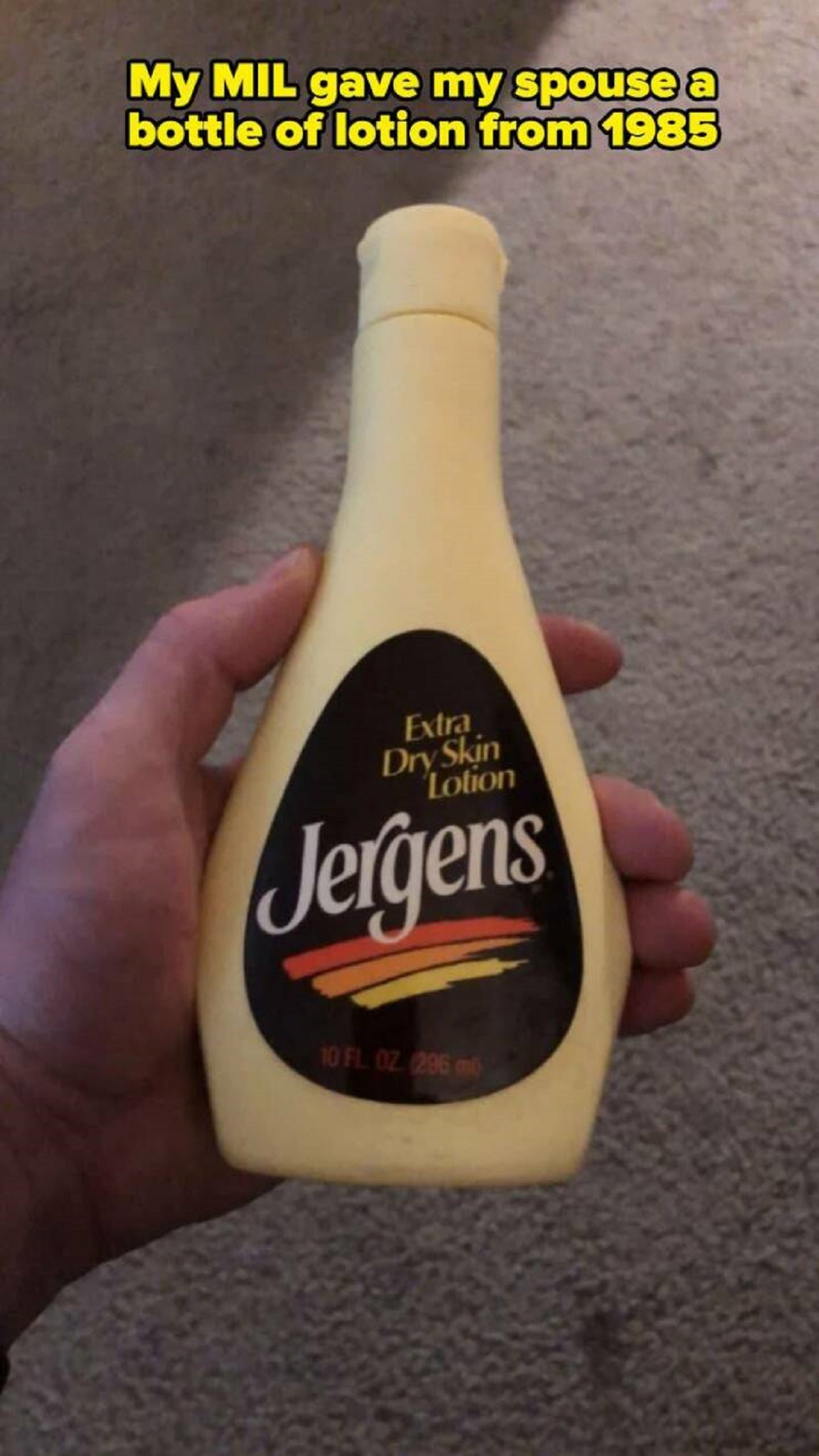 cream liqueur - My Mil gave my spouse a bottle of lotion from 1985 Extra Dry Skin Lotion Jergens 10 Fl Oz 296 m