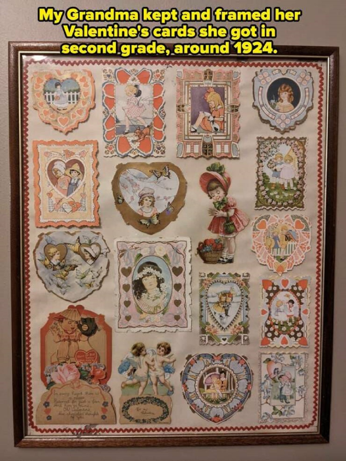 motif - My Grandma kept and framed her Valentine's cards she got in second grade, around 1924.