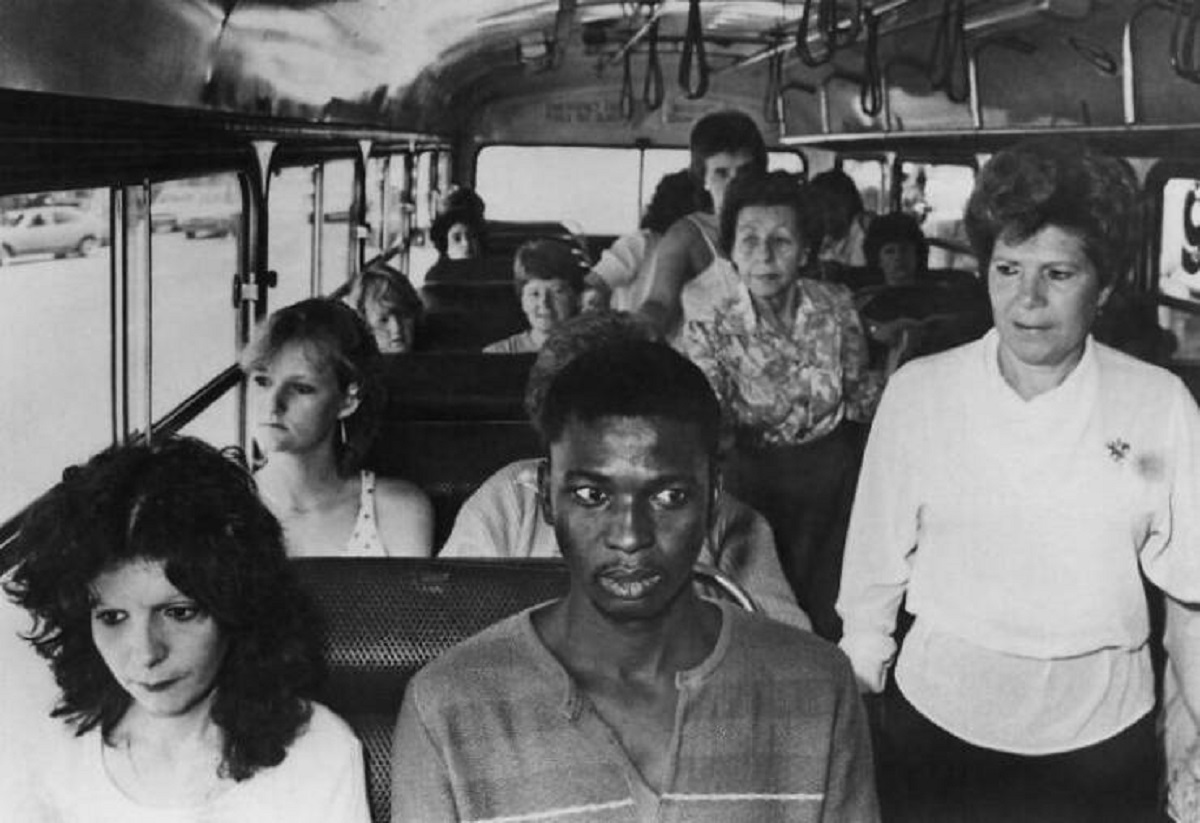 "A Young Black Man, In An Act Of Resistance To South Africa's Apartheid Policies, Rides A Bus Restricted To Whites Only, In Durban, South Africa, 1980s"