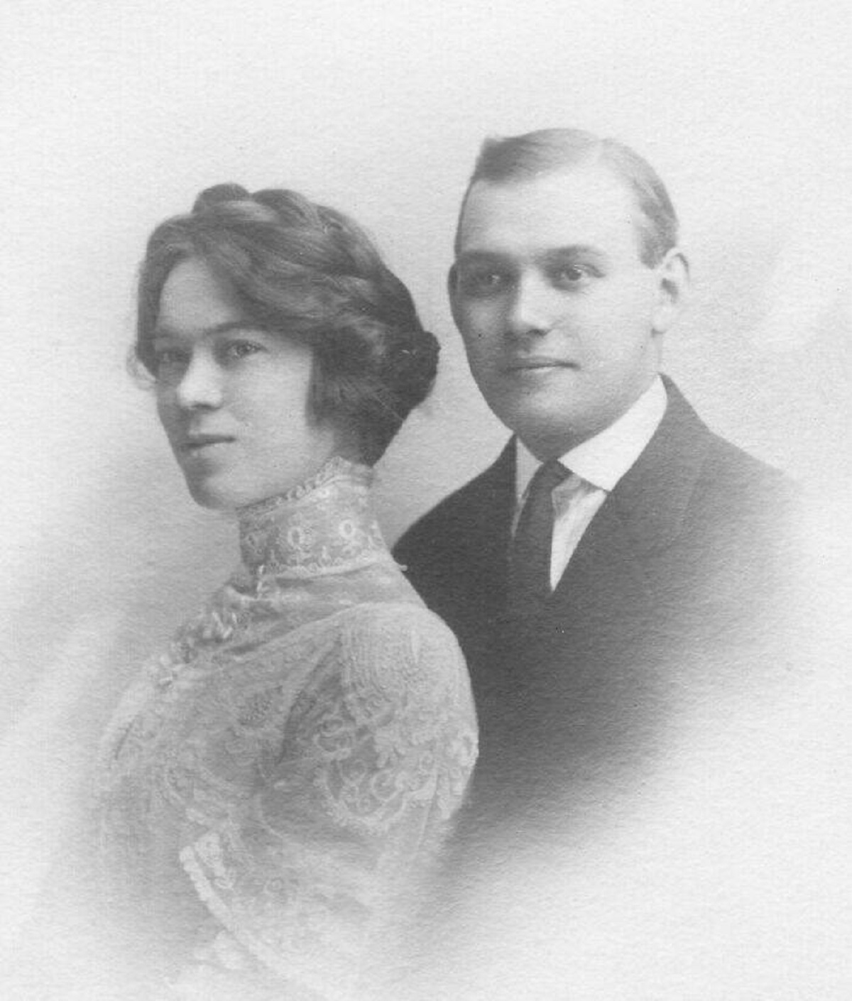 "Wedding Portrait, Minnesota, 1911. Note The Delicate Lace On The Bride’s High-Necked Blouse"