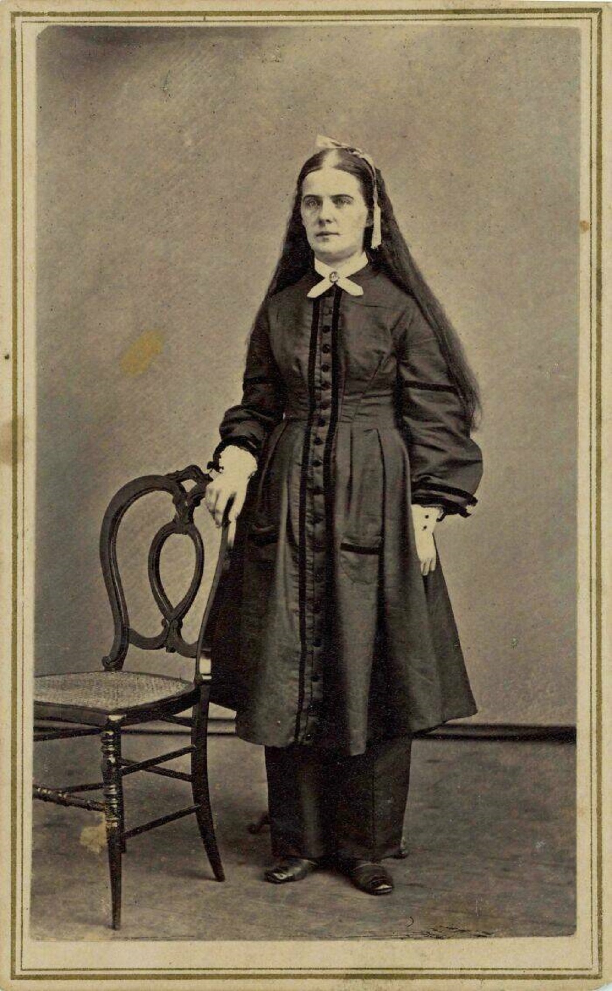 "Woman In Knee-Length Dress And Pants, Ca. 1860s. From A Bound Photo Album I Bought Years Ago. Subject And Photographer Unknown."