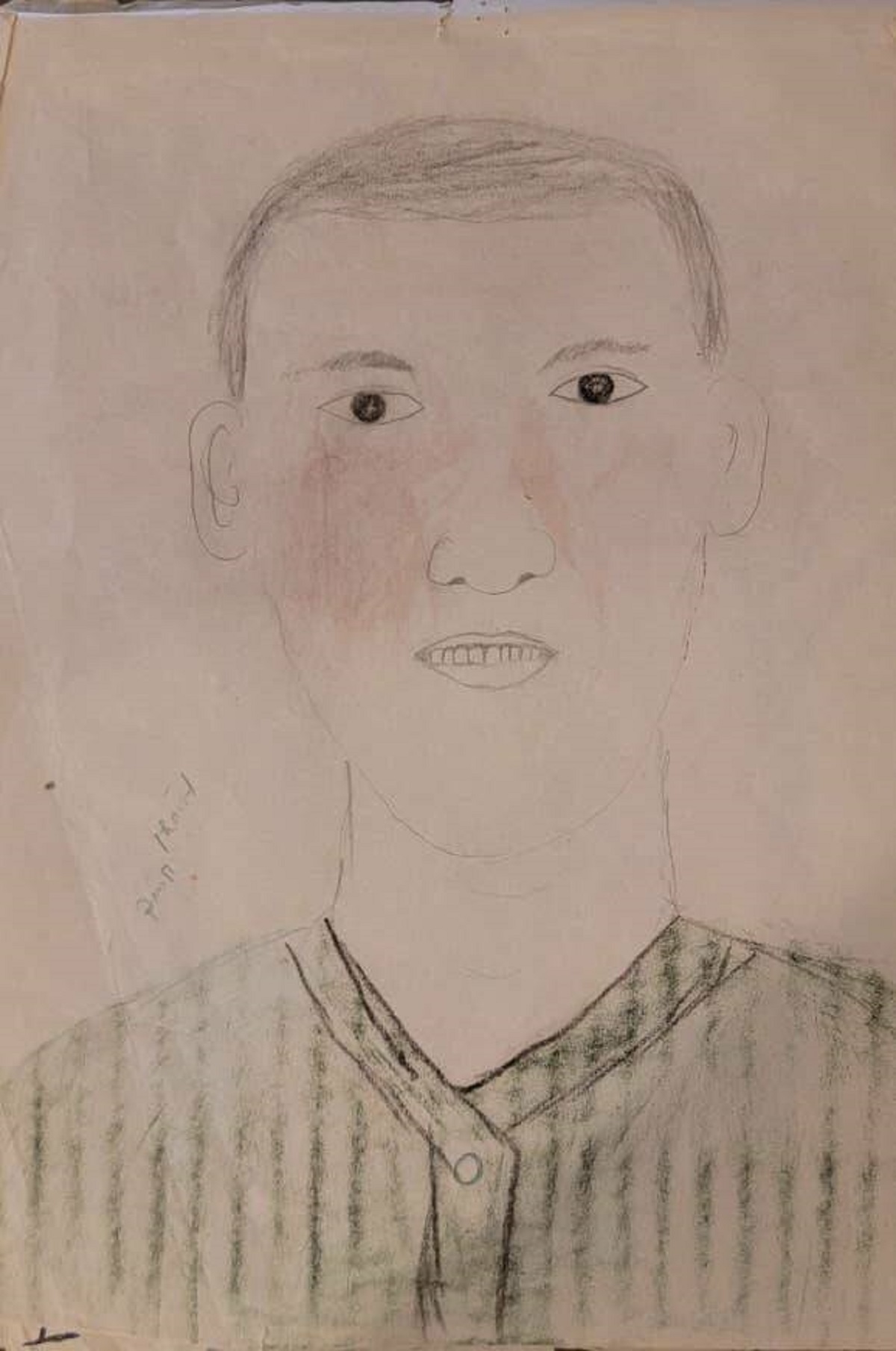 Speaking of prisoners of war — this is a self-portrait a North Vietnamese war prisoner drew in 1969. He gave it to an American patrolling a prisoner of war hospital.