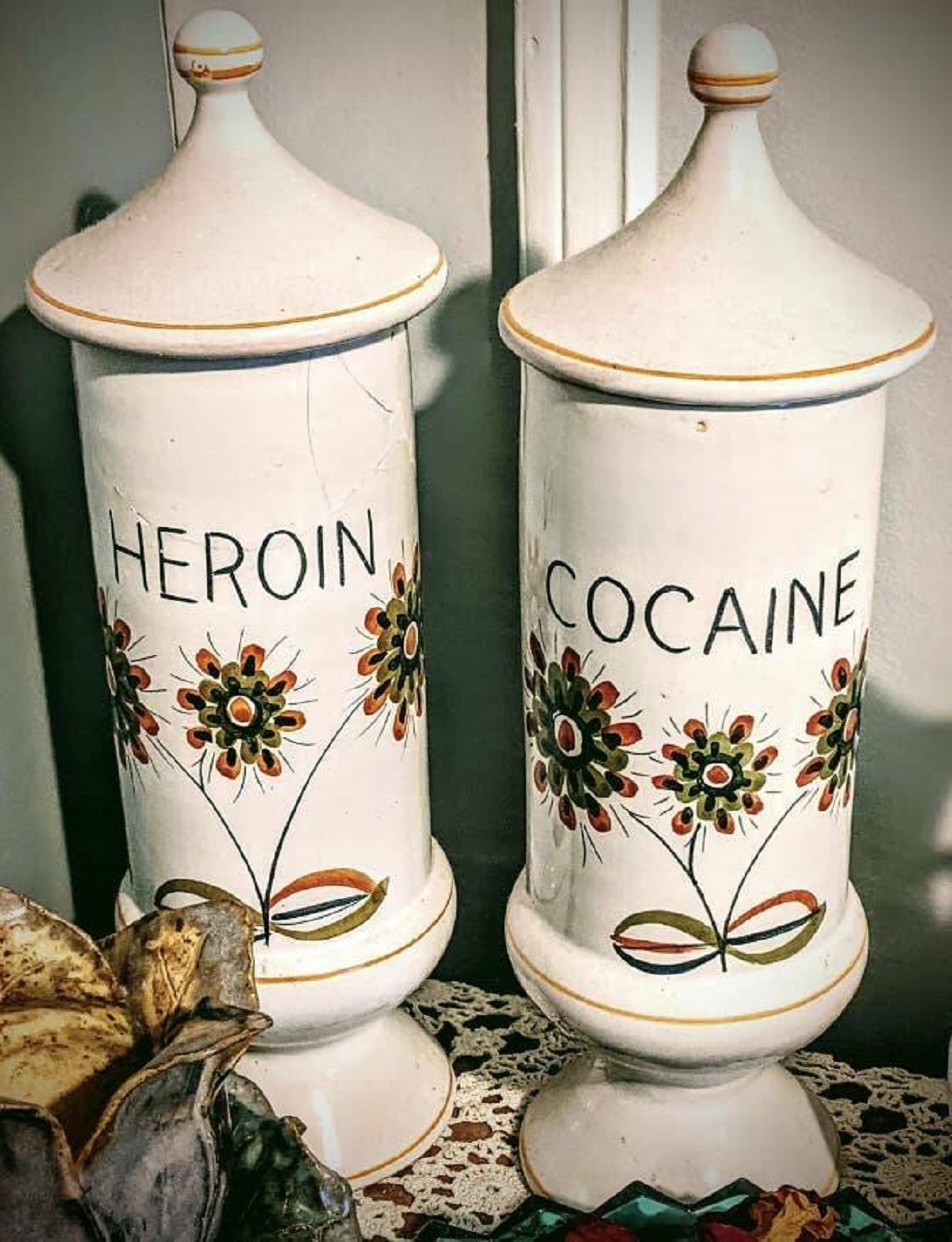 These antique spice jars look a littleeeee weird now.