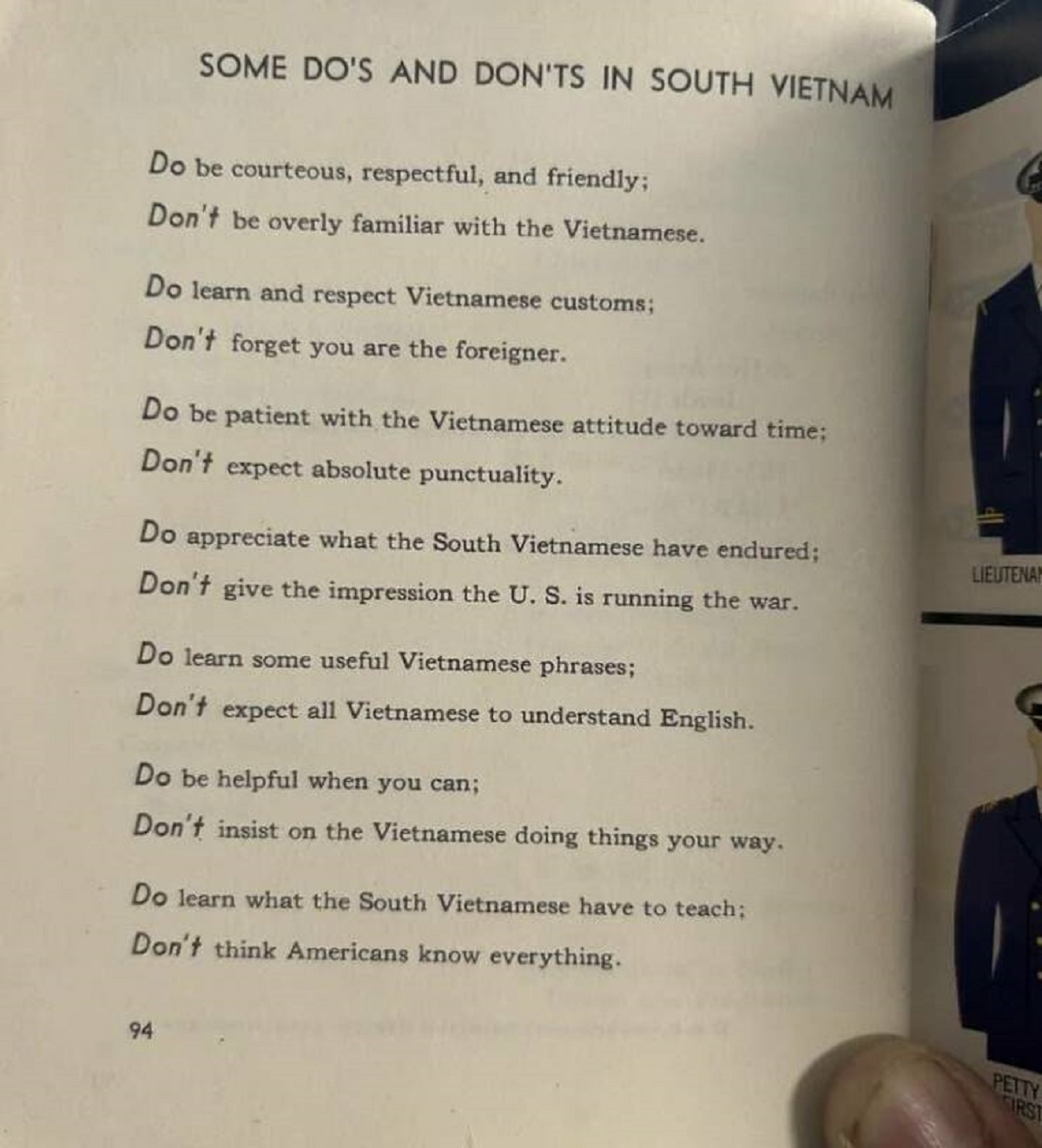 And this is a booklet given to American soldiers during the Vietnam War.