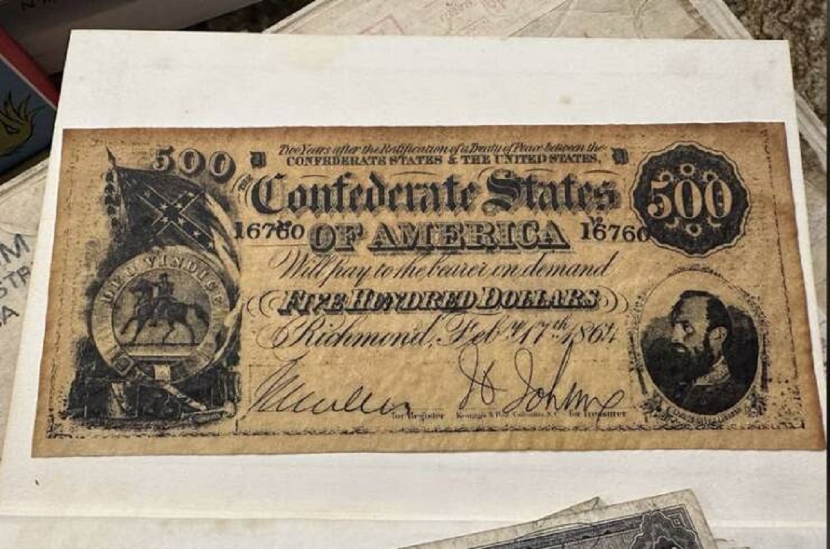 This is what Confederate money looked like.